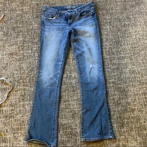 American Eagle wide leg lightly distressed jeans size 12 long